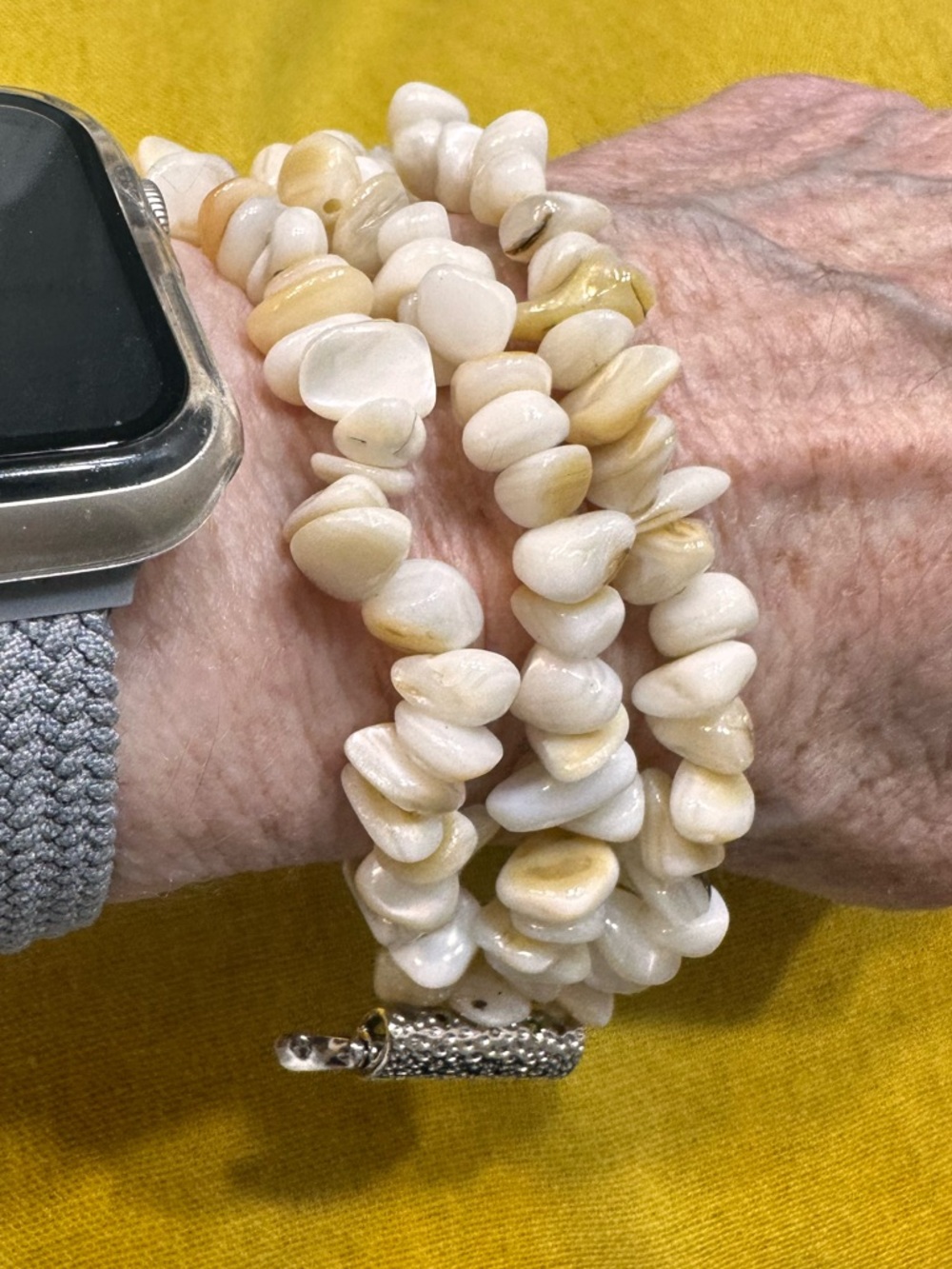 Watch band chip stone multi strand stretchy for Apple Watch band